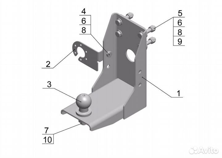 Фаркоп тсу УАЗ 3909 (452), 2206, 3303, 3741, 3962