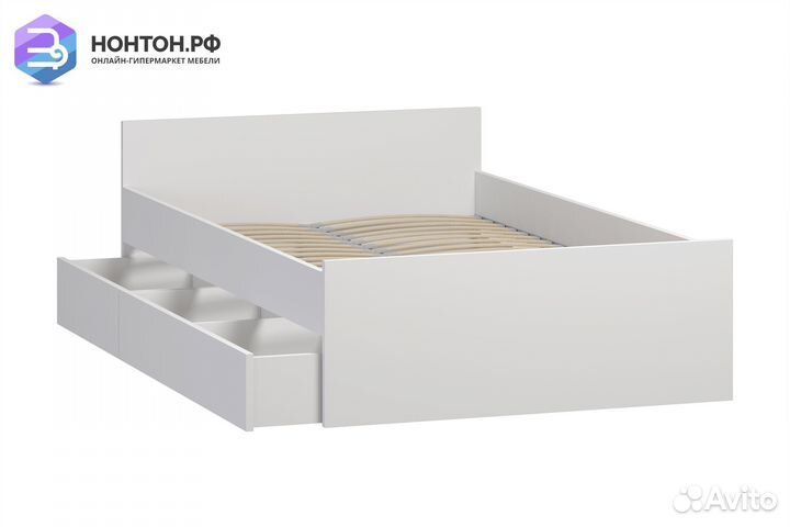 Кровать двуспальная Орион белая с ящиками