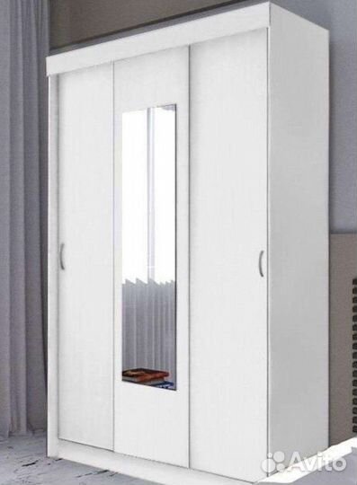 Шкаф купе с зеркалом белый