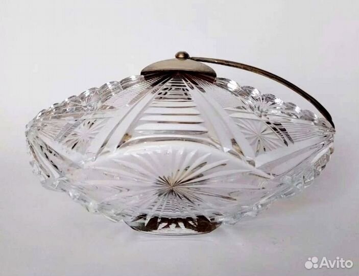 Хрустальная ладья с серебряной ручкой 875пр