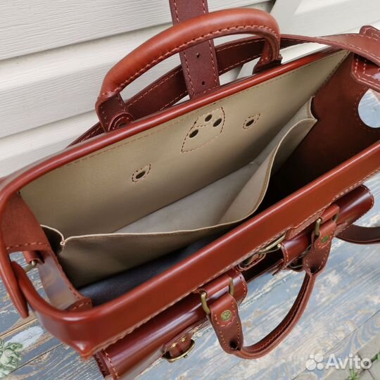 Сумка саквояж из натуральной кожи, ручной работы