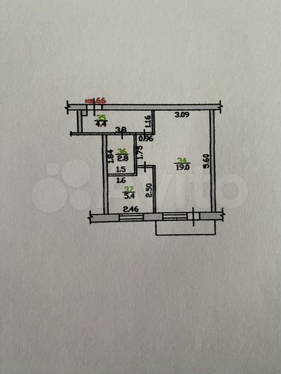 1-к. квартира, 31,6 м², 2/5 эт.