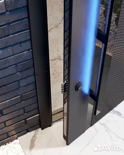 Премиум дверь черная с разноцветной подсветкой