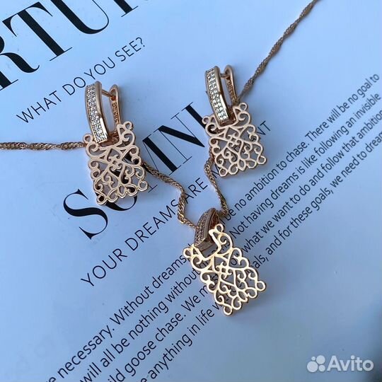 Серьги с подвеской Loewe покрытие золото