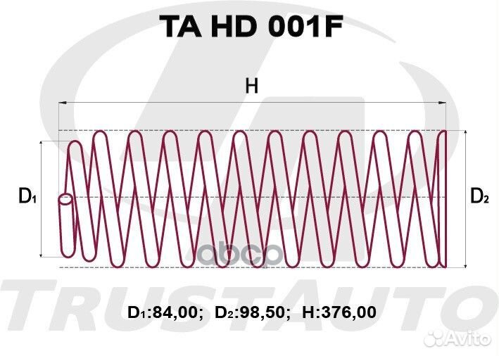 Пружина подвески усиленная (TA); TA HD 001F TA HD