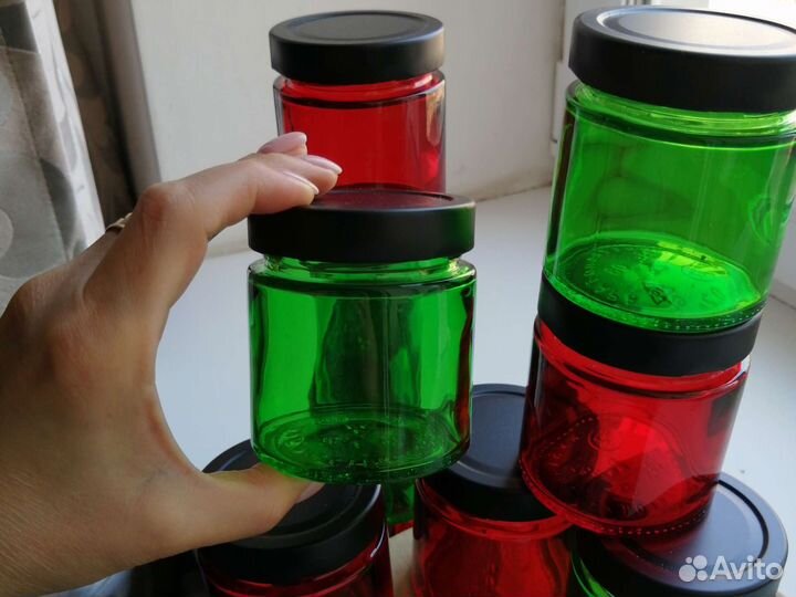 Баночки с крышкой зеленые 0,2 л