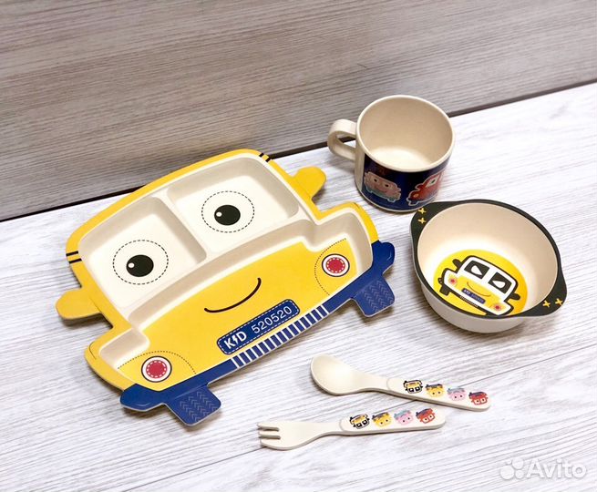 Набор посуды из бамбука посуда Тачки Машинка