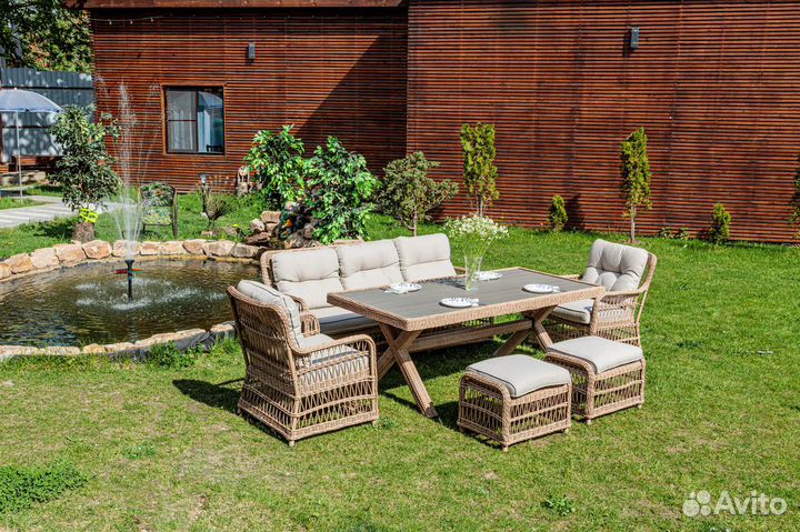 Садовый комплект мебели albert из ротанга бежевый