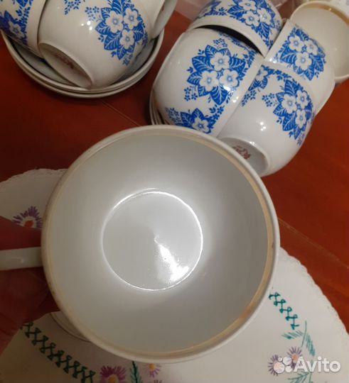 Чайные чашки 10шт,блюдца 8шт.набор.Вербилки,ссср