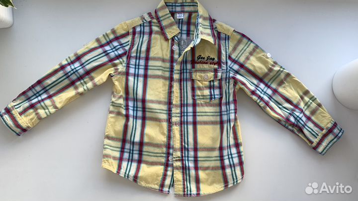 Рубашка для мальчика 104 желтая