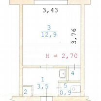 Квартира-студия, 18,1 м², 2/5 эт.