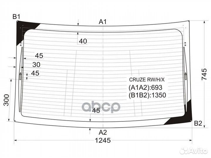 Стекло заднее с обогревом chevrolet cruze 4D 09
