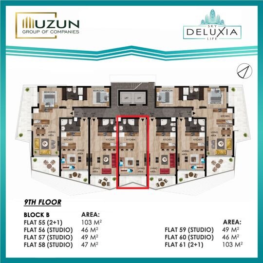 Квартира-студия, 47 м² (Кипр)