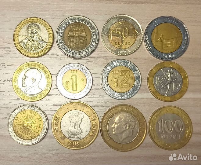 Иностранные монеты биметалл 12 шт