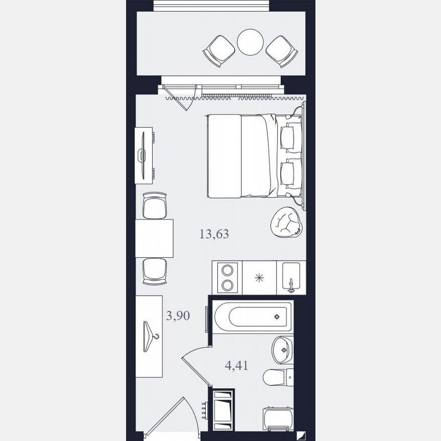 Апартаменты-студия, 21,9 м², 16/24 эт.