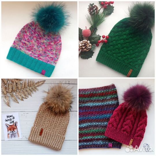 Шапка вязаная ручная работа