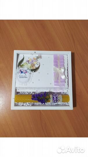 Подарочный набор Открытка + свечка, ручная работа