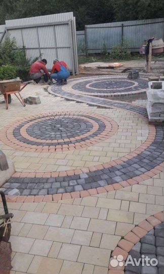 Укладка тротуарной плитки, бордюр брусчатка и.т