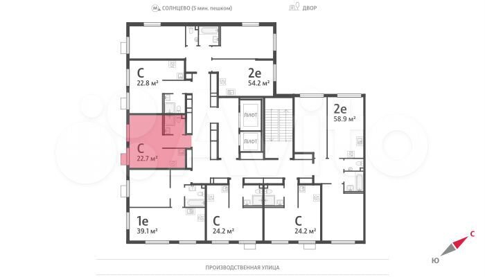 Квартира-студия, 22,7 м², 21/24 эт.