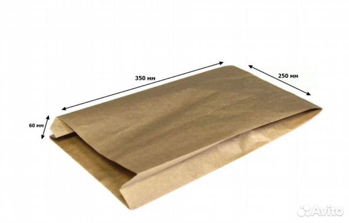 Пакет Бумажный 350*250*60 крафт V-дно