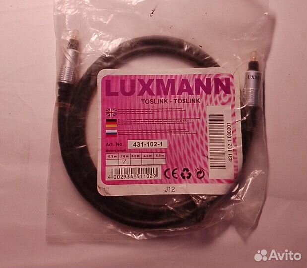 Шнур оптический toslink-toslink 1м, 431-102-1