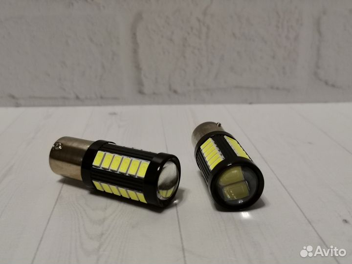 Светодиодные лампы заднего хода P21W LED с линзой