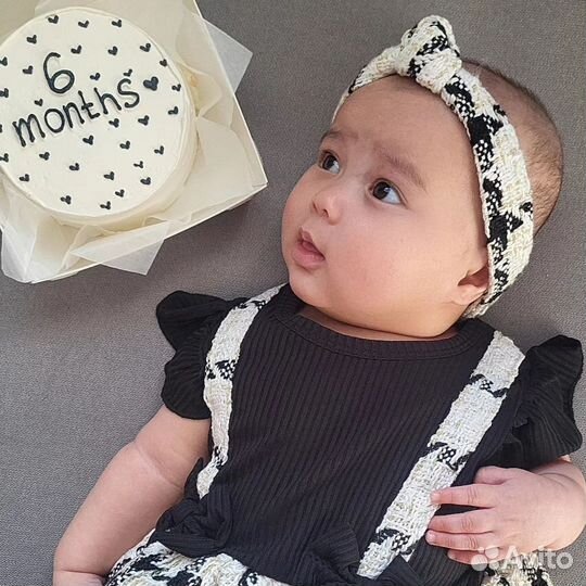 Платье с повязкой для новорожденных