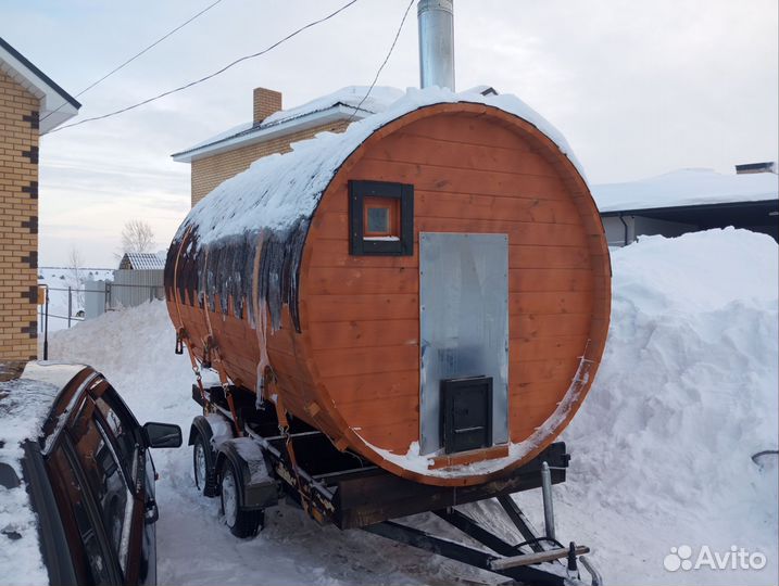 Баня бочка в аренду на прицепе