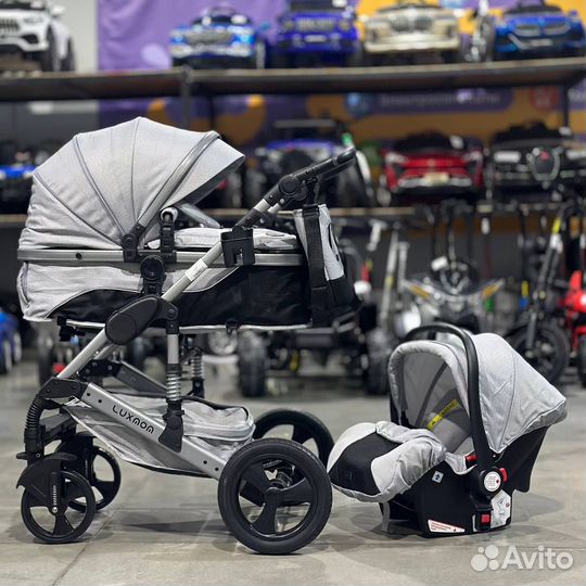 Коляска 3 в 1. Люкс мом 558. Серый