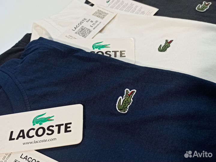 Lacoste Белый Черный Синий Premium Футболка