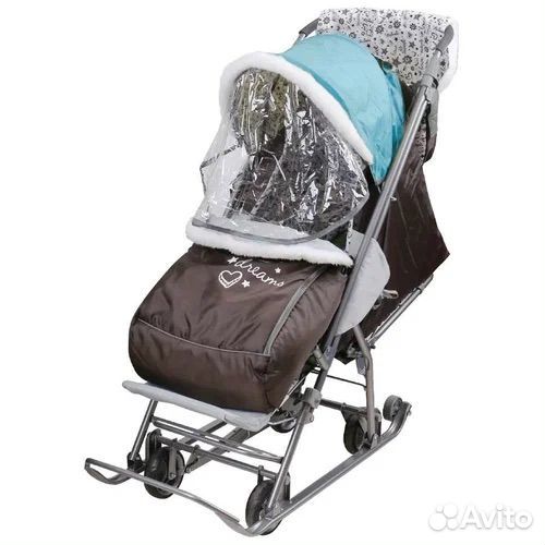 Cанки-коляска Nika Наши детки 6 Фьюжн голубые