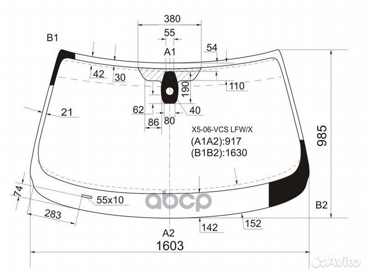 Стекло лобовое + дд BMW X5 E70 06-13 X5-06-VCS