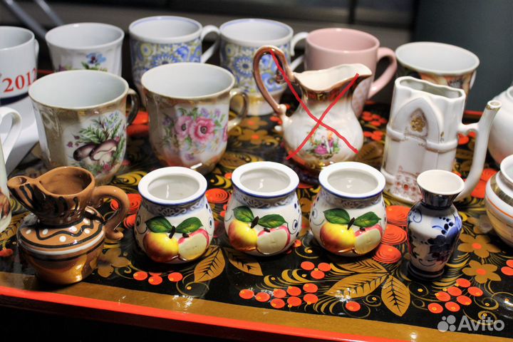 Чашки, блюдца, бокалы, кружки, стаканы, сахарница