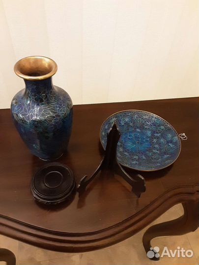 Ваза и тарелка клуазоне