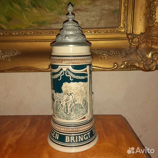 Пашня антикварная пивная кружка литр