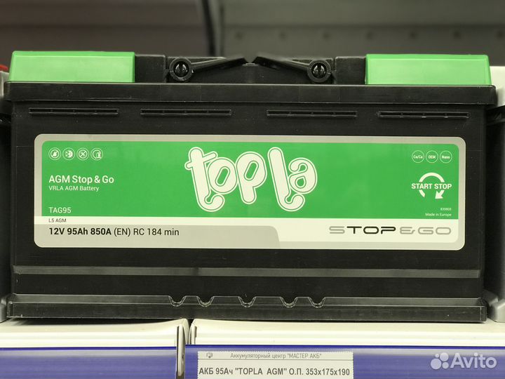 AGM акб 95 A/h Topla