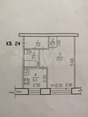 1-к. квартира, 30,1 м², 3/5 эт.