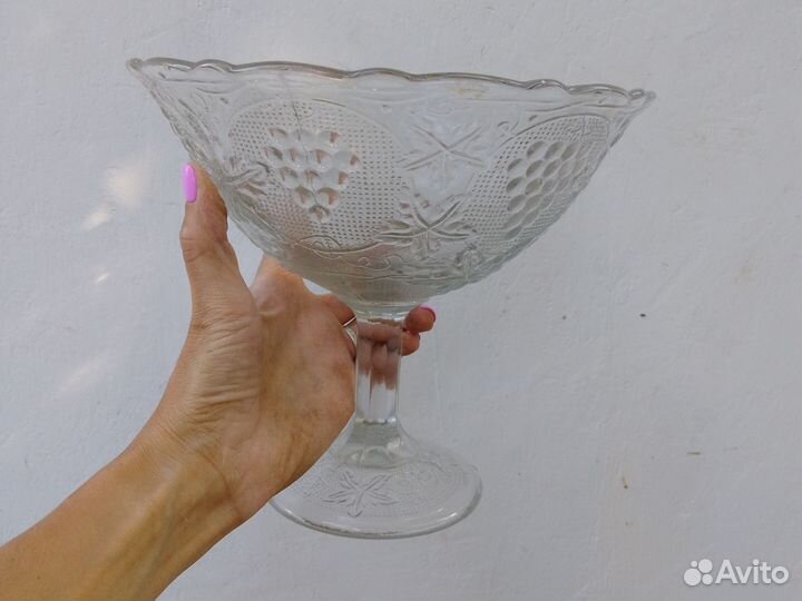 Ваза для фруктов на ножке хрусталь