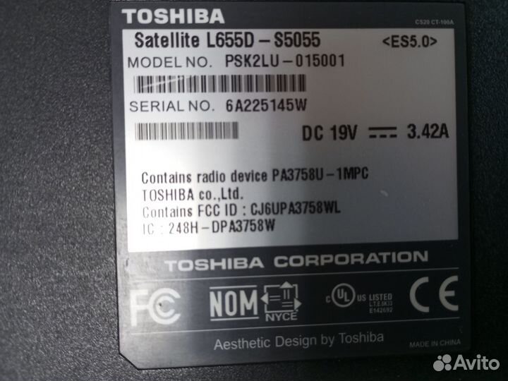 Поддон (нижняя часть корпуса) от Toshiba L655D