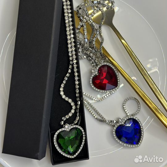 Подвеска изумпудное сердце