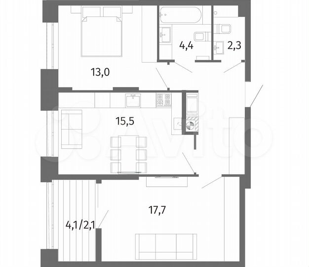2-к. квартира, 64,5 м², 11/13 эт.