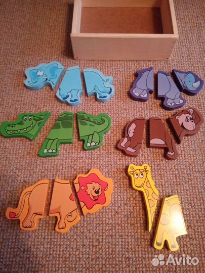 Деревянные игрушки пазл на магнитах