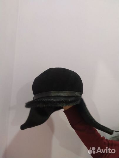 Мужская шапка ушанка из нерпы