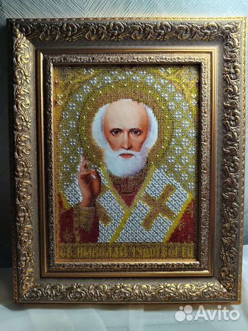 Икона бисером Николай Чудотворец ручная работа