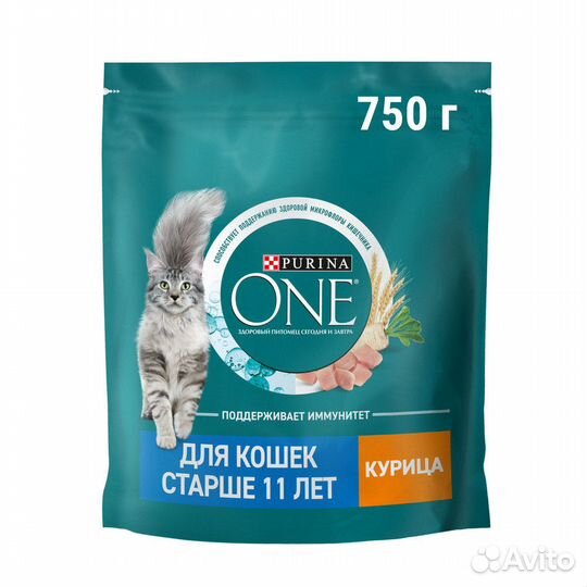 Корм purina ONE для кошек старше 11 лет, с высоким