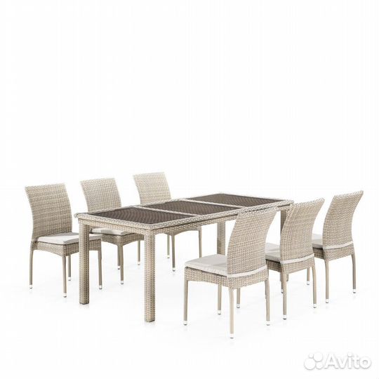 Комплект плетеной мебели T365-Y380C-W85 Latte (6+1