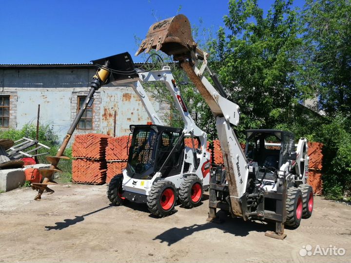 Bobcat,бобкет,бобкат,бур,мини-экскаватор,вилыЩётка