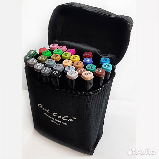 Маркеры для скетчинга двухсторонние в чехле 30 шт