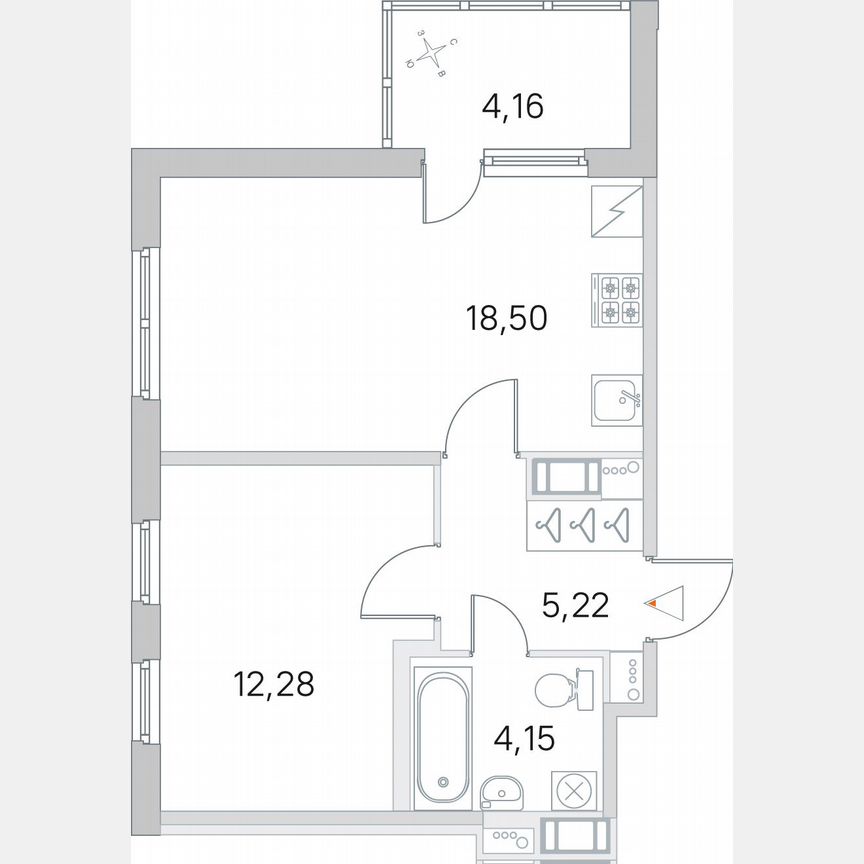 1-к. квартира, 42,2 м², 3/5 эт.