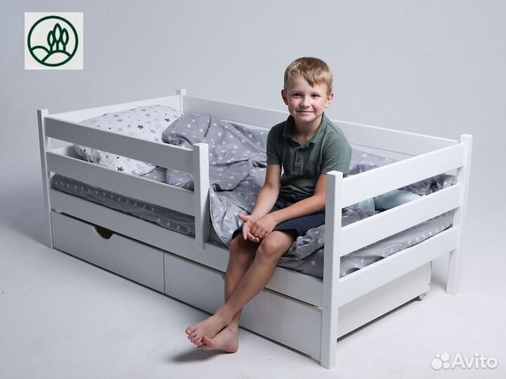 Односпальная детская кровать белая, от 3-х лет